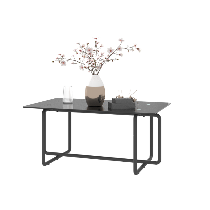 Modern Tempered Glass Tea Table Coffee Table, Table for Living Room,Black