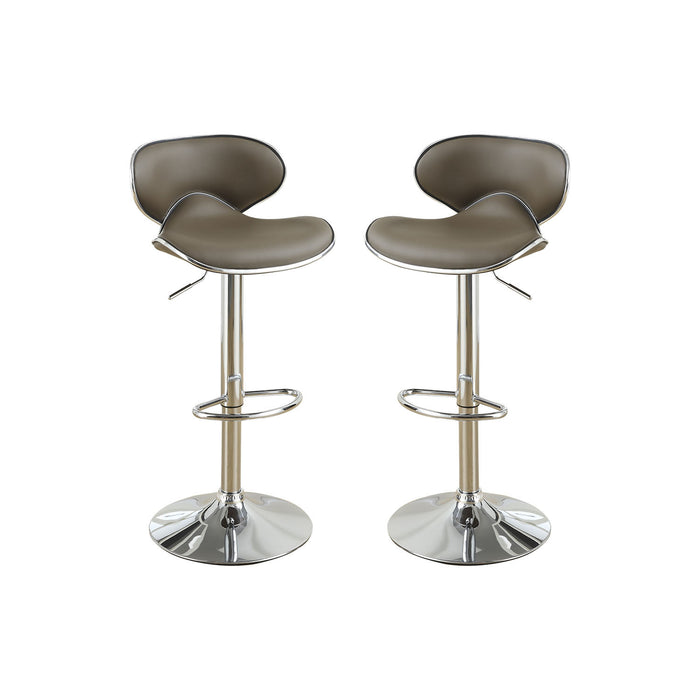 Adjustable Espresso Faux Leather Bar Stools, Set of 2