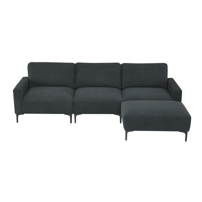 [VIDEO provided] [New] 103.5*59" Modern L-shaped Sectional Sofa, 4-seat Velvet Fabric Couch Set with Convertible Ottoman,Freely Combinable Sofa for Living Room, Apartment, Office,Apartment,2 Colors