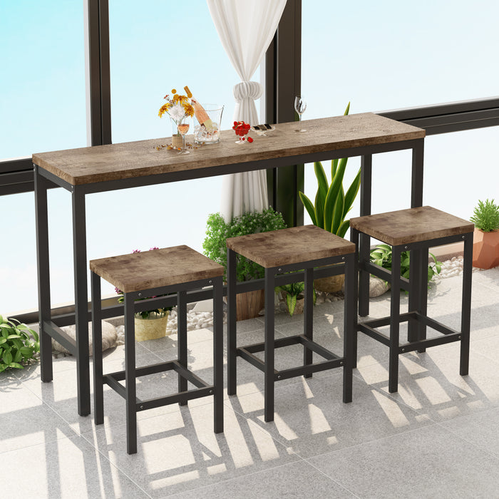 Modern Design Kitchen Dining Table, Pub Table, Long Dining Table Set with 3 Stools, Easy Assembly, Natural (Same SKU:W75753848)