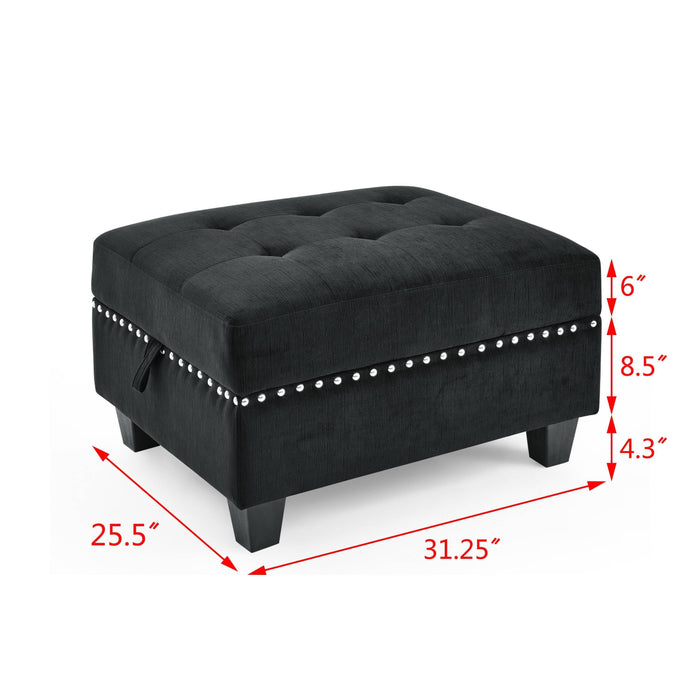 U-Shape Modular Sectional Sofa, DIY Combination Set - Includes 2 Single Chairs, 2 Corners, 2 Ottomans - Black Velvet