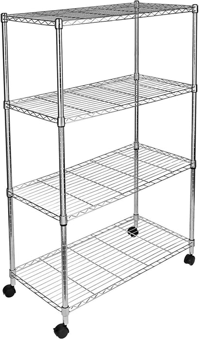 Simple Deluxe 4-Tier Heavy Duty Storage Shelving Unit, Heught Adjustable, Chrome,35.43" D x 17.72" W x 65.35" H, 1 Pack