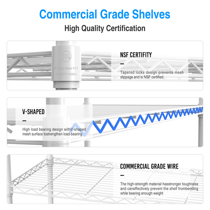 3 Tier Wire Shelving Unit, 1050 LBS NSF Height Adjustable Metal Garage Storage Shelves, Heavy Duty Storage Wire Rack Metal Shelves - White