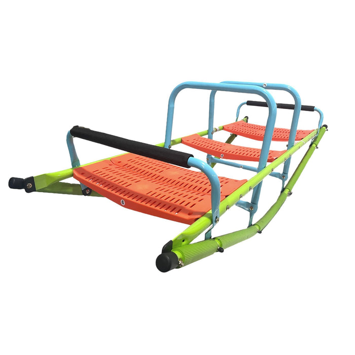 XSS008 high quality kids seesaw plastic seat playground equipment cute baby plastic rocker outdoor children blue and green  steel tube for kids age 3+