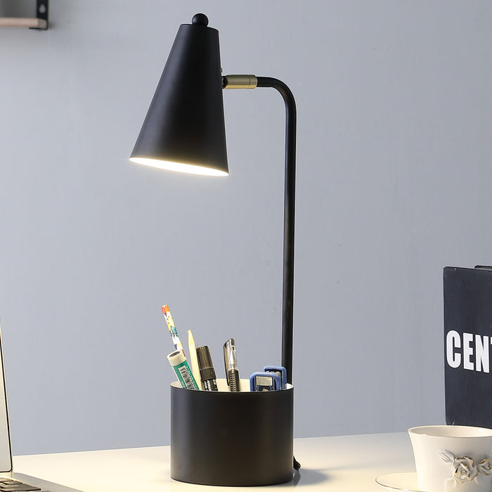 19.5" In Student Black Metal Task Desk Lamp W/ Organizer