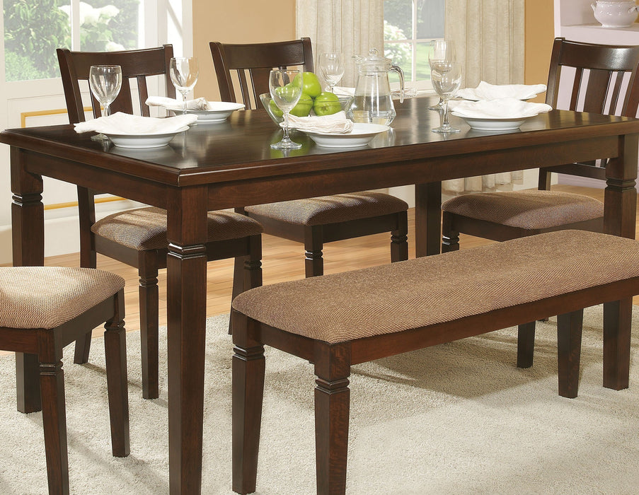 Transitional Style Dining Furniture, 1 Piece Bench with Wooden Frame, Espresso Finish, Fabric Upholstered Seat