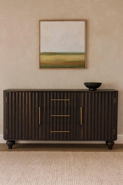 Solid Wood Savoy Sideboard,Grey,2-Doors, 3-Drawers Glass House Furnishings