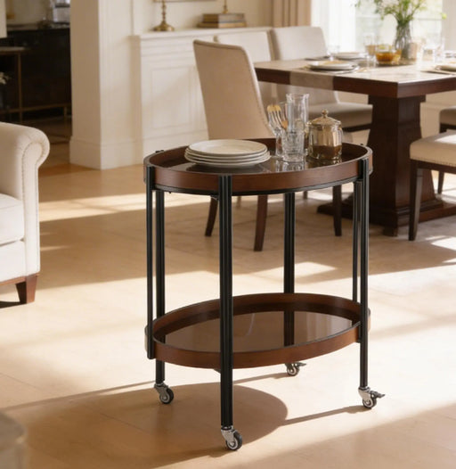 Oval Shelf Dark Walnut Furniture | Glass House Furnishings