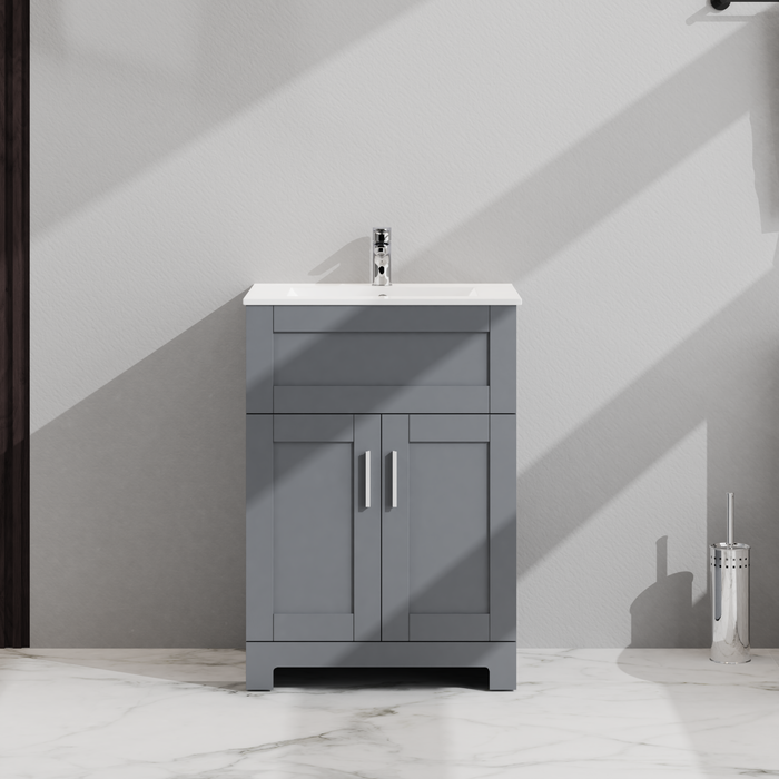 24" Bathroom Sink Vanity Laundry Utility Cabinet, Gray