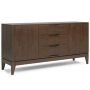 Harper Solid Hardwood Sideboard Buffet in Walnut Brown Glass House Furnishings