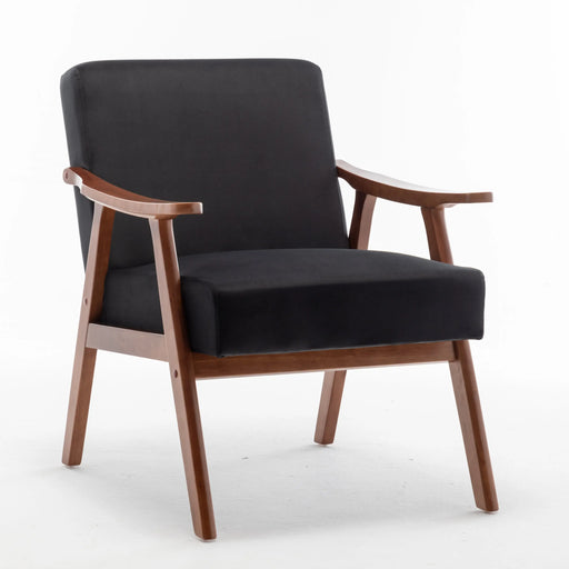 Mid-Century Modern Wingback Accent Chair with Solid Wood Frame and Extra-Thick Backrest – Lounge Chair for Living Room, Bedroom, or Reading Room Glass House Furnishings