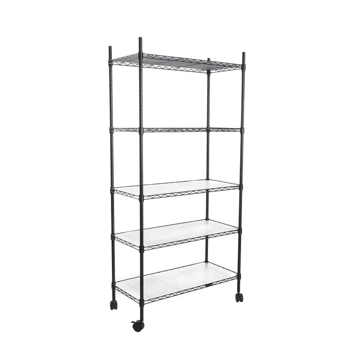 5 Tier Shelf Wire Shelving Unit, NSF Heavy Duty Wire Shelf Metal Large Storage Shelves Height Adjustable Utility for Garage Kitchen Office Commercial Shelving Steel Layer Shelf - Black