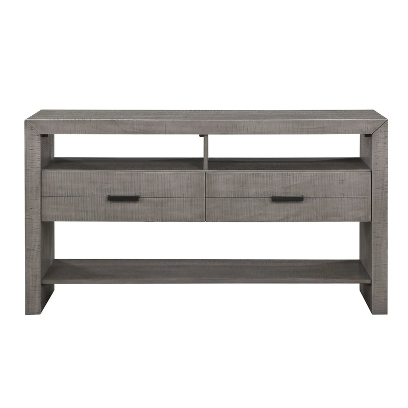 Modern Rustic Design 1pc Server of 2x Drawers 3x Shelves Gray Finish Wooden Dining Room Furniture Glass House Furnishings