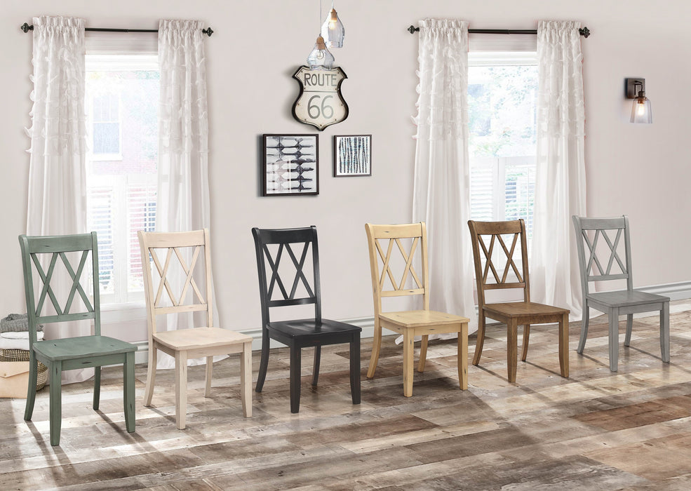 Casual Gray Finish Side Chairs Set of 2 Pine Veneer Transitional Double-X Back Design Dining Room Furniture