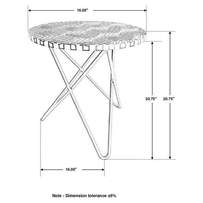 Black White and Gold Top Accent Table