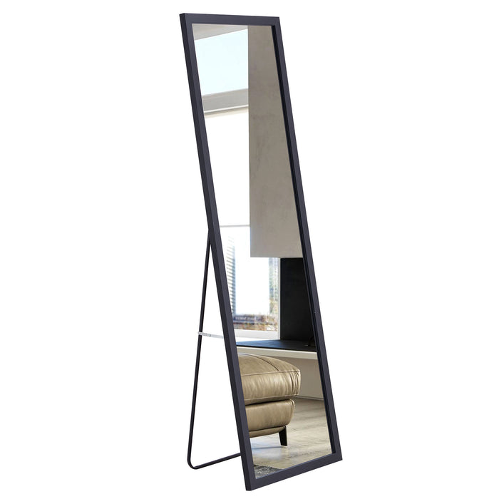 Third generation, black thick wooden frame full body mirror, large floor standing mirror, dressing mirror, decorative mirror, suitable for bedrooms, living rooms, clothing stores57.9"*18.1"