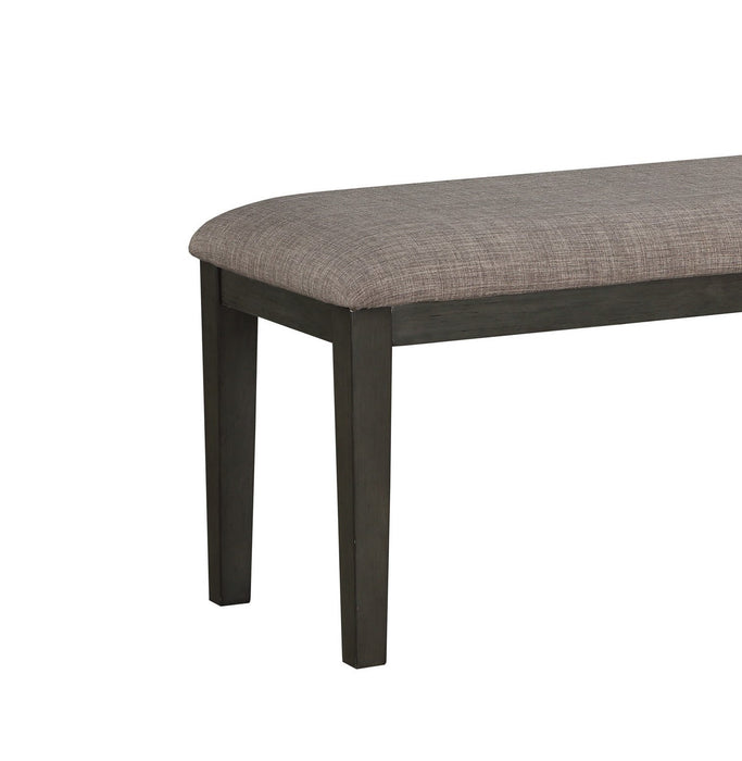 Transitional Gray Finish Wood Framed Bench with Fabric Upholstered Seat - Casual Dining Furniture