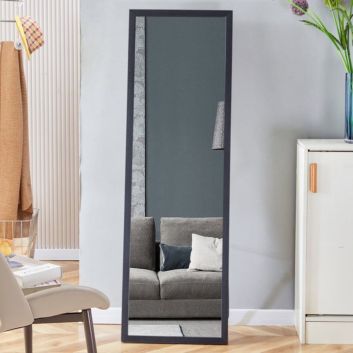 Third generation, black thick wooden frame full body mirror, large floor standing mirror, dressing mirror, decorative mirror, suitable for bedrooms, living rooms, clothing stores57.9"*18.1"