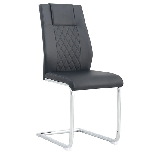 Modern Chic Dining Chairs with Faux Leather Padded Seat in Black, Metal Legs Design for Versatile Room Use Glass House Furnishings