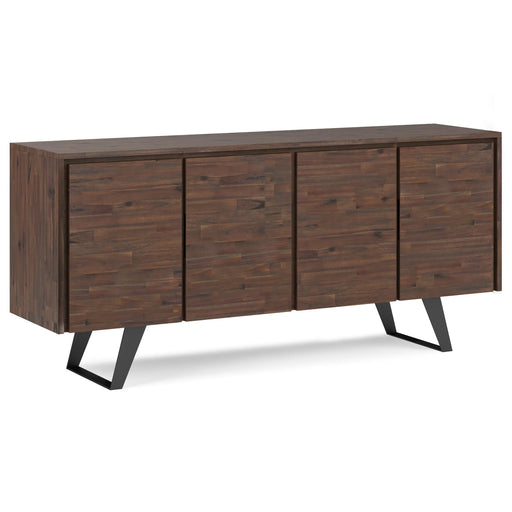Lowry - Large 4 Door Sideboard Buffet - Distressed Charcoal Brown Glass House Furnishings