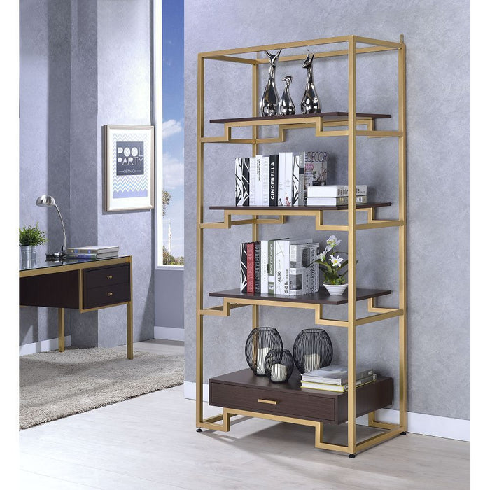 ACME Yumia Bookshelf in Gold  92787