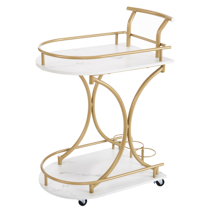 2-Tier Bar Cart, Rolling Drink Trolley for Living Room