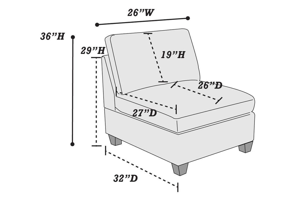 Modular Sofa Set 6pc Set Living Room Furniture Sofa Loveseat Couch Grey Linen Like Fabric 4x Corner Wedge 1x Armless Chair and 1x Ottoman