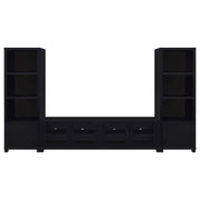 Arnaud Black 3-Piece TV Stand Set with Modern Storage and Sleek Black Finish Glass House Furnishings
