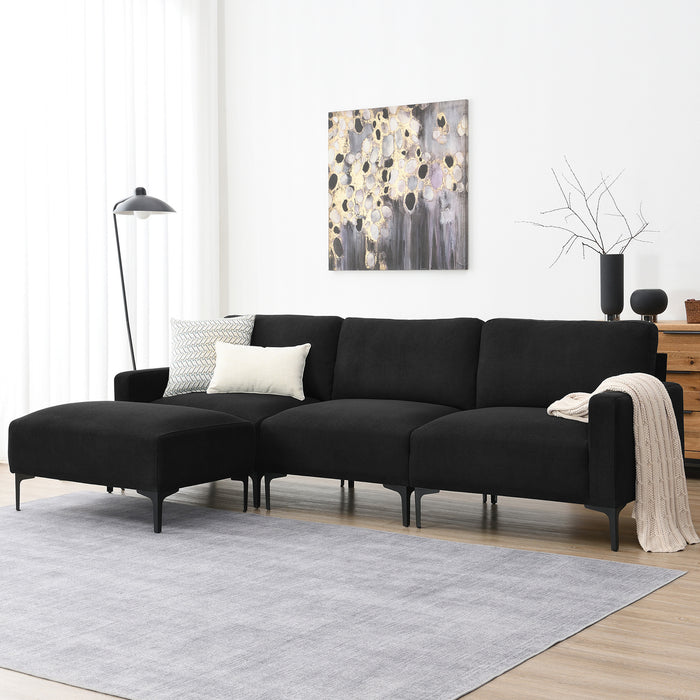 [VIDEO provided] [New] 103.5*59" Modern L-shaped Sectional Sofa, 4-seat Velvet Fabric Couch Set with Convertible Ottoman,Freely Combinable Sofa for Living Room, Apartment, Office,Apartment,2 Colors