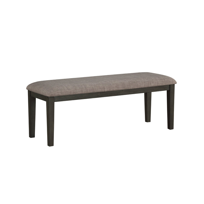 Transitional Gray Finish Wood Framed Bench with Fabric Upholstered Seat - Casual Dining Furniture