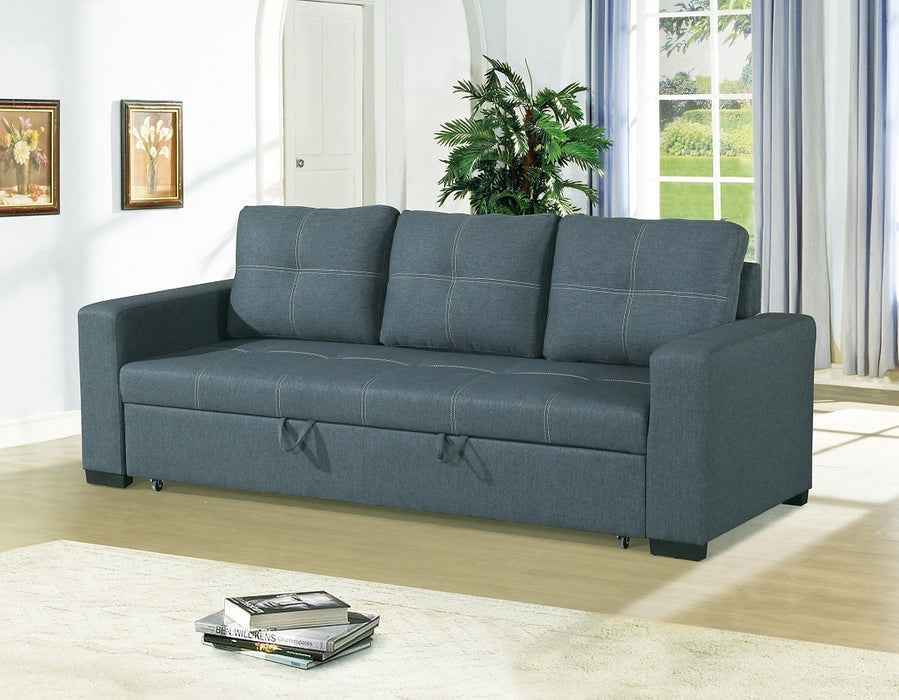 Polyfiber Convertible Sofa Bed, Sofa with Pull-Out Bed, Blue Grey