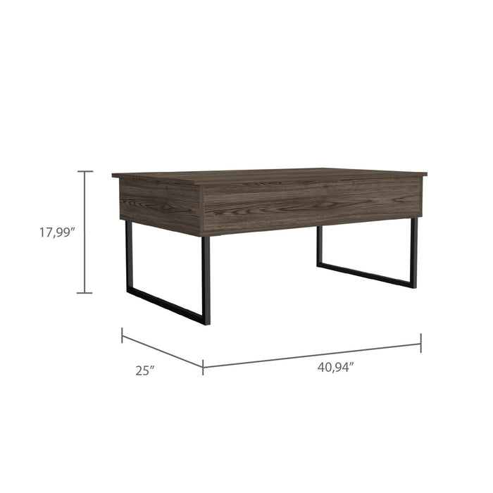 Nora Lift Top Coffee Table,Two Legs -Dark Walnut