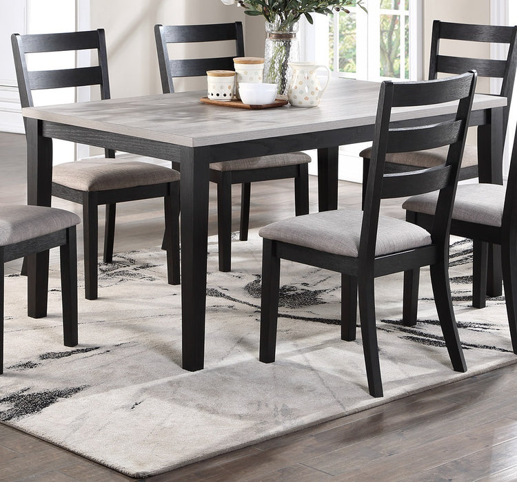 Natural Simple Wooden Table Top 7pc Dining Set Dining Room Furniture Ladder back Side Chairs Cushion Seat light 2-Tone Sand Fabric.