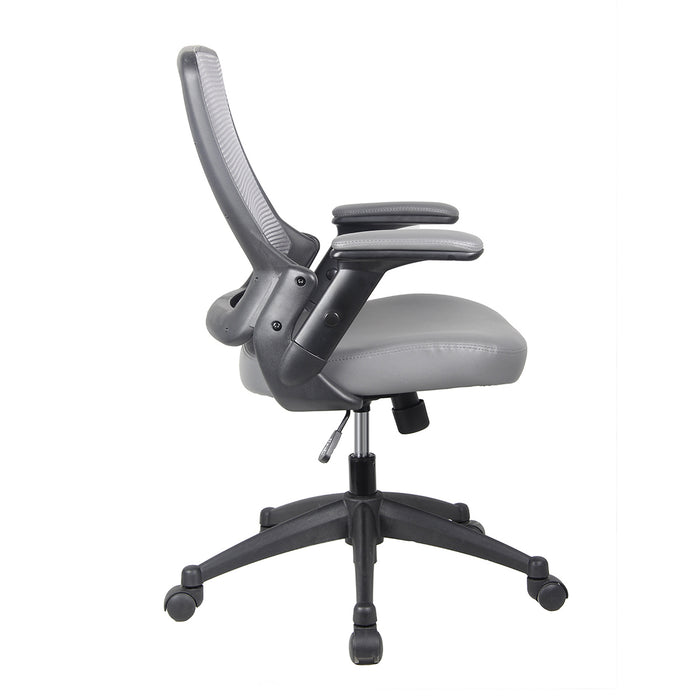 Techni Mobili Mid-Back Mesh Task Office Chair with Height Adjustable Arms, Grey