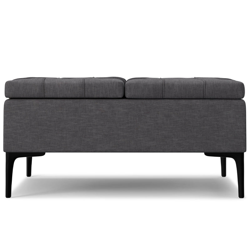 Laura Slate Gray Linen-Look Lift-Top Storage Ottoman Glass House Furnishings