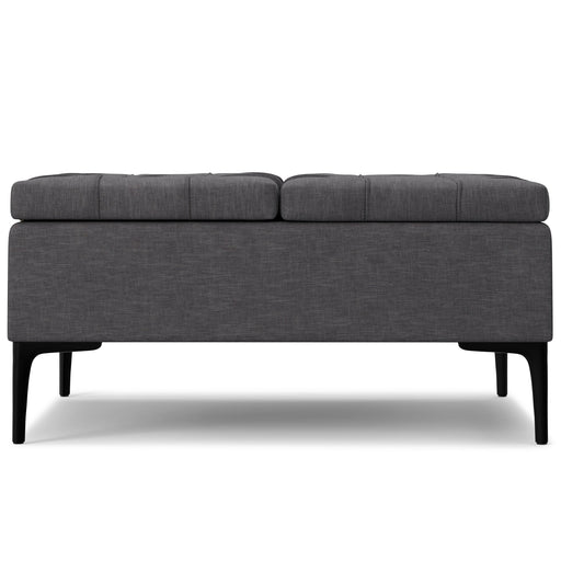 Laura Slate Gray Linen-Look Lift-Top Storage Ottoman Glass House Furnishings