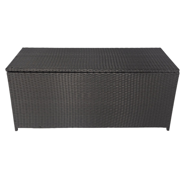 Outdoor Storage Box, 113 Gallon Wicker Patio Deck Boxes with Lid - Outdoor Cushion Storage Container Bin Chest for Kids Toys, Pillows and Towel, Black