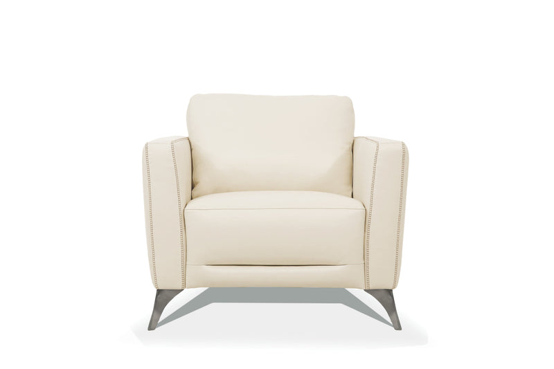 Malaga Cream Leather Chair (Assembled) Glass House Furnishings