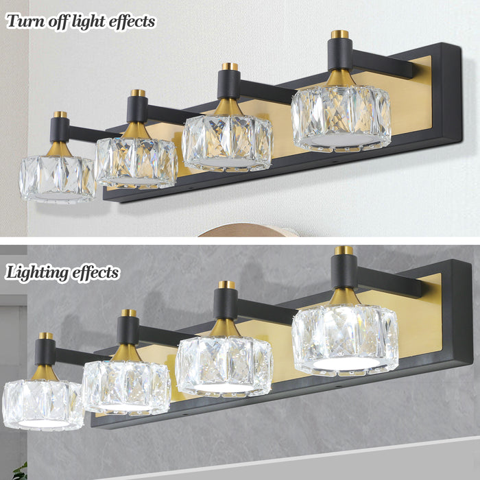 LED 4-Light Modern Crystal Bathroom Vanity Light Over Mirror Bath Wall Lighting Fixtures