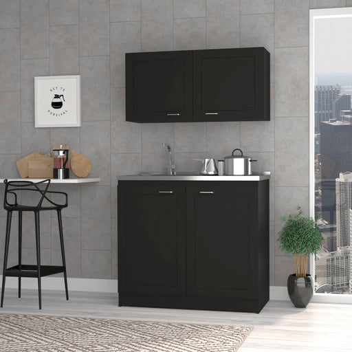 Zurich Two Shelves Black Cabinet | Glass House Furnishings