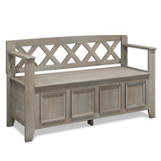 Amherst Distressed Gray Solid Wood Entryway Storage Bench Glass House Furnishings
