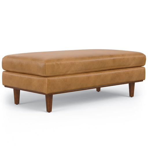 Morrison Sienna Genuine Leather Coffee Table Ottoman Glass House Furnishings