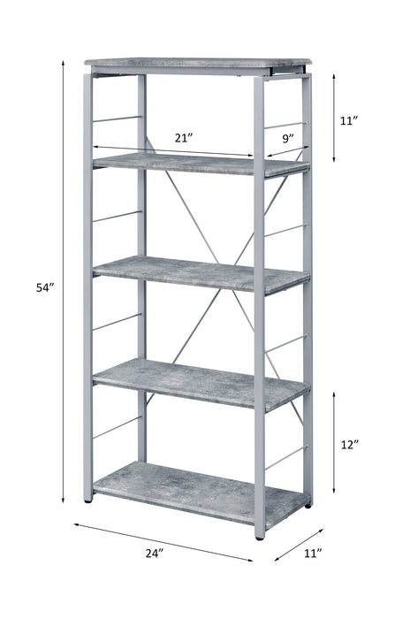 ACME Jurgen Bookshelf, Faux Concrete & Silver 92907