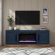 Nora 66' Farmhouse Fireplace TV Stand – 26' Electric Fireplace Glass House Furnishings