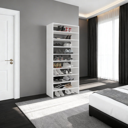 Berlin White Open-Shelf Shoe Rack | Glass House Furnishings