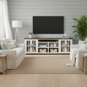 96' Farmhouse TV Stand for TVs up to 100', Fully Assembled Glass House Furnishings