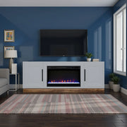 Nora 66' Farmhouse Fireplace TV Stand – 26' Electric Fireplace Glass House Furnishings