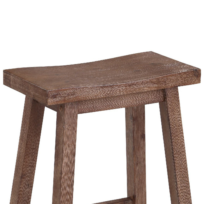 Wooden Frame Saddle Seat Counter Height Stool with Angled Legs, Brown