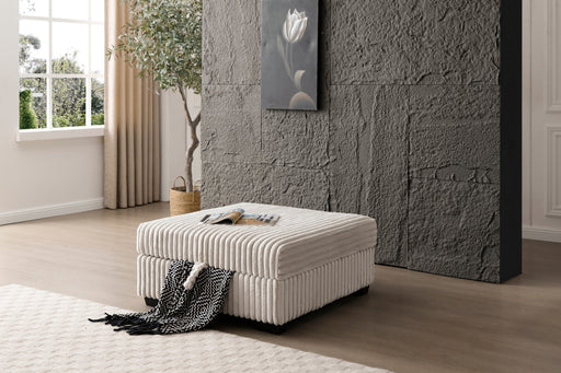 Teddy Ivory Upholstered Ottoman Glass House Furnishings