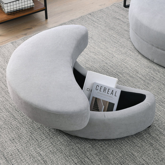 [Video] Welike Swivel Accent Barrel Modern Grey Sofa Lounge Club Big Round Chair with Storage Ottoman Linen Fabric for Living Room Hotel with Pillows